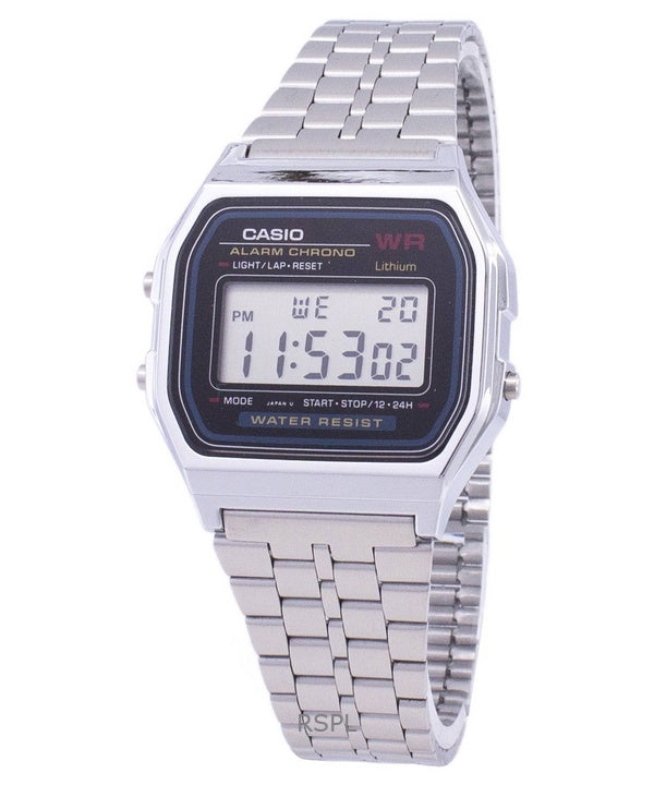 Überholte Casio Vintage Digital Edelstahl Quarz A159WA-N1DF Herrenuhr