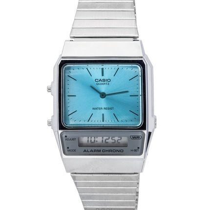 Überholte Casio Vintage Analog-Digital-Edelstahl-Quarz-Unisex-Uhr AQ-800EC-2A