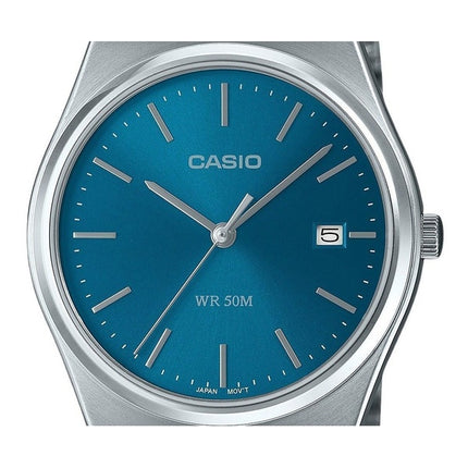 Überholte Casio Standard Analog Edelstahl blaues Zifferblatt Quarz MTP-B145D-2A2 Herrenuhr