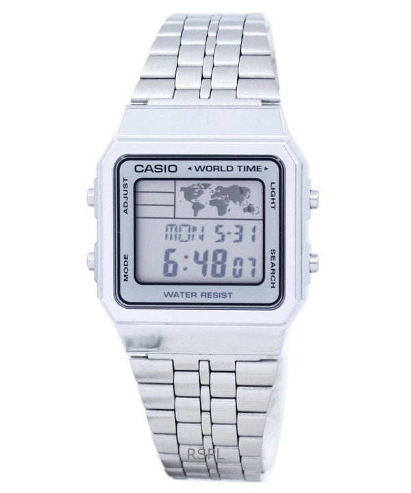 Überholte Casio Vintage Digital Edelstahl Quarz A500WA-7DF Herrenuhr