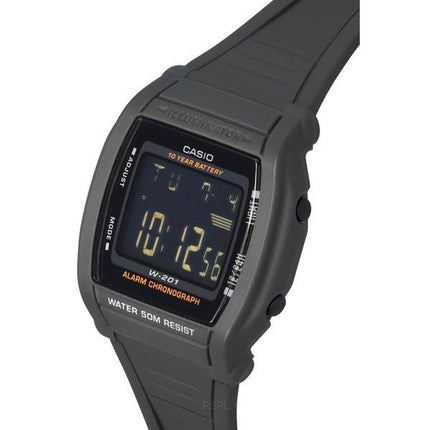 Casio Digital Sports Harzarmband mit schwarzem Zifferblatt und Quarzwerk W-201-1B Herrenuhr