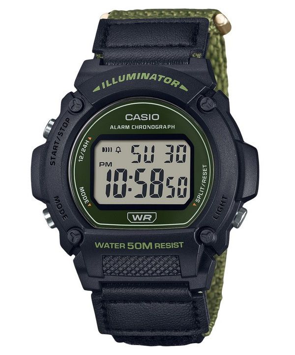 Casio Standard Green Digital Cloth Strap Quartz W-219HB-3AV Herrenuhr