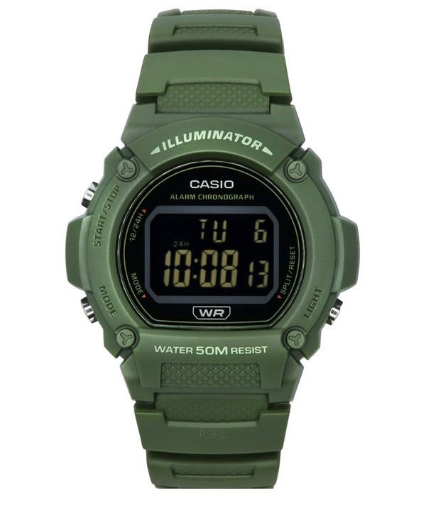 Casio Standard Illuminator Digital Green Resin Strap Quarz W-219HC-3B Herrenuhr