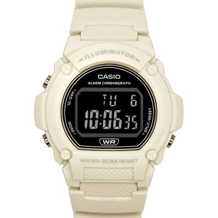 Casio Standard Illuminator Digitale Herrenuhr mit weißem Harzarmband und Quarzwerk W-219HC-8B