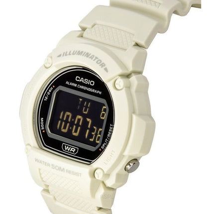 Casio Standard Illuminator Digitale Herrenuhr mit weißem Harzarmband und Quarzwerk W-219HC-8B