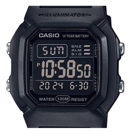 Casio Digital Black Dual Time Harzarmband Quarz W-800H-1BV 100M Herrenuhr