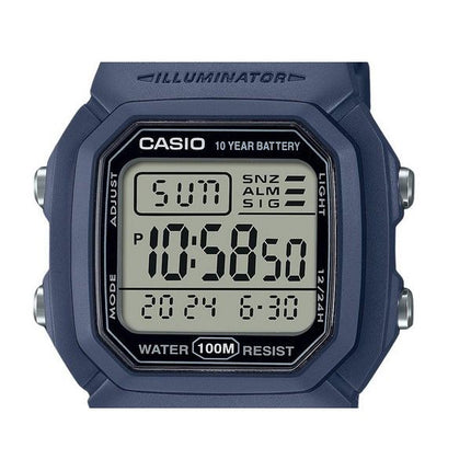 Casio Herrenuhr mit digitalem Harzarmband, hellblauem Quarzwerk W-800H-2AV 100M