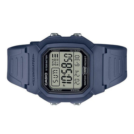 Casio Herrenuhr mit digitalem Harzarmband, hellblauem Quarzwerk W-800H-2AV 100M