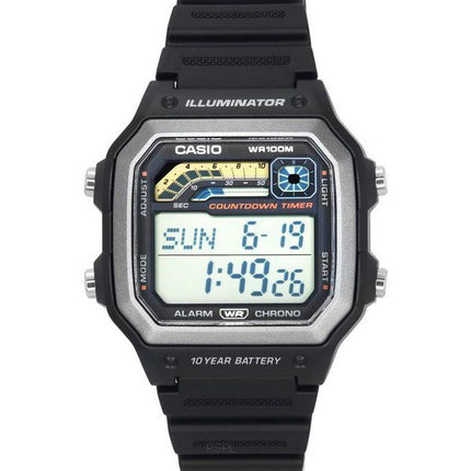 Casio Standard Digital Black Resin Strap Quarz WS-1600H-1A 100M Herrenuhr