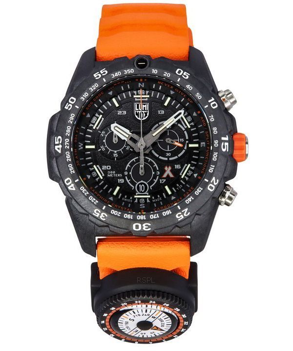 Luminox Bear Grylls Survival Master Series Chronograph, schwarzes Zifferblatt, Quarz, Taucheruhr XB.3749 300M, Herrenuhr mit Kom