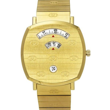 Gucci Grip Goldfarbene Edelstahl-Quarzuhr mit goldenem Zifferblatt YA157409, Unisex