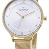 Skagen-Anita Gold Tone Mesh Armband Swarovski SKW2150 Damenuhr