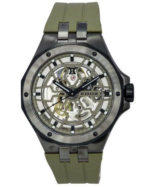 Edox Delfin Mecano Automatik-Taucheruhr mit grünem Skelett-Zifferblatt, 85303357GNCAVVONB, 200 m