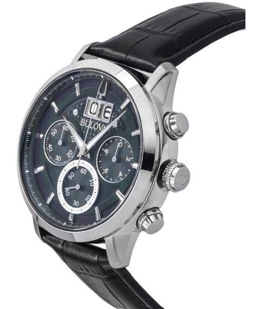 Bulova Sutton Classic Chronograph Lederarmband, grünes Zifferblatt, Quarz 96B310 Herrenuhr