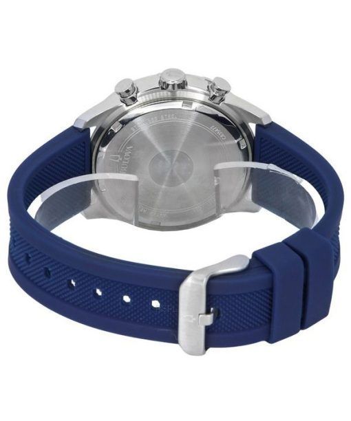 Bulova Sport-Chronograph, Silikonarmband, blaues Zifferblatt, Quarz, 98K111, 100 m, Herrenuhr mit Geschenkset