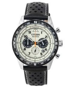 Citizen Eco-Drive Chronograph Lederarmband Elfenbeinfarbenes Zifferblatt CA4559-13A 100M Herrenuhr