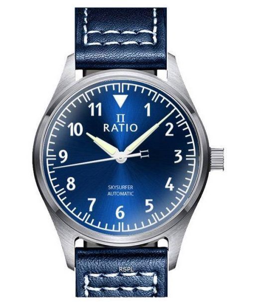 Ratio Skysurfer Pilot Blue Sunray Zifferblatt Leder Automatik RTS302 200M Herrenuhr