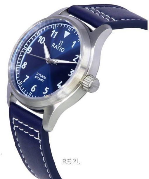 Ratio Skysurfer Pilot Blue Sunray Zifferblatt Leder Automatik RTS302 200M Herrenuhr