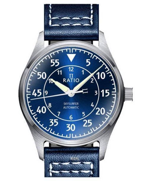 Ratio Skysurfer Pilot Blue Sunray Zifferblatt Leder Automatik RTS318 200M Herrenuhr