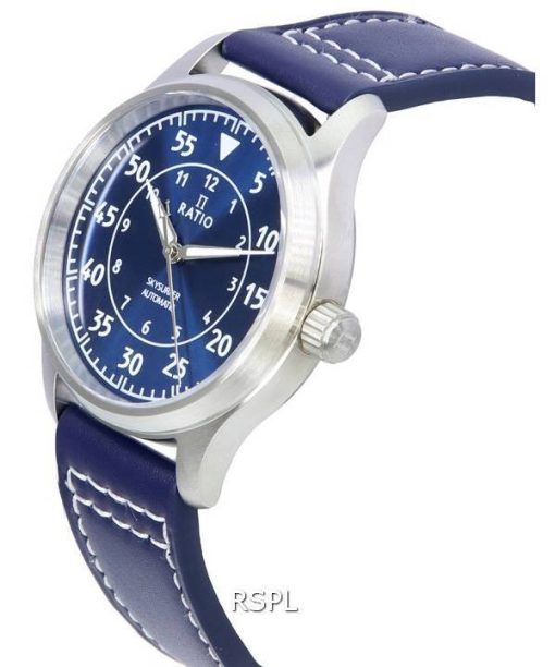 Ratio Skysurfer Pilot Blue Sunray Zifferblatt Leder Automatik RTS318 200M Herrenuhr