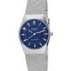 Skagen Grenen Lille Damenuhr, solarbetrieben, Edelstahl-Mesh-Armband, blaues Zifferblatt, SKW3080