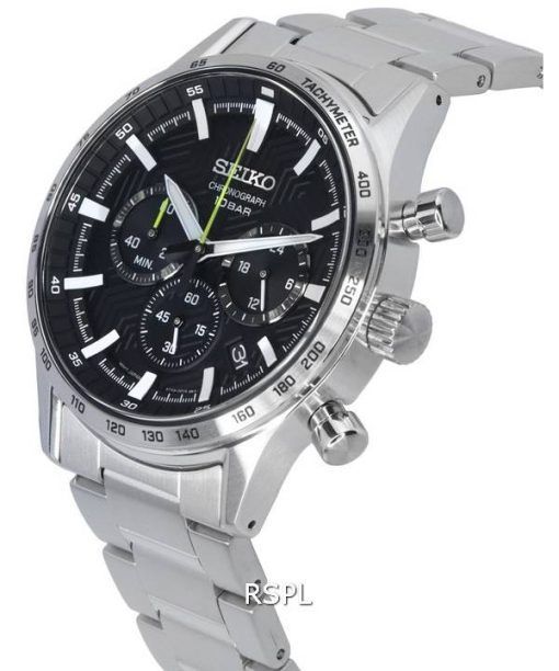 Seiko Urban Sports Chronograph Schwarzes Zifferblatt Quarz SSB413 SSB413P1 SSB413P 100M Herrenuhr