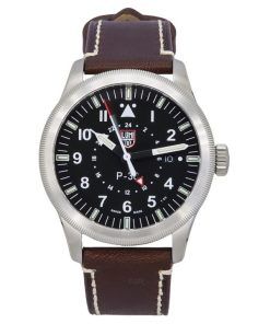 Luminox Air Pilot P-38 Lightning GMT Lederarmband, schwarzes Zifferblatt, Quarz XA.9521 100M Herrenuhr