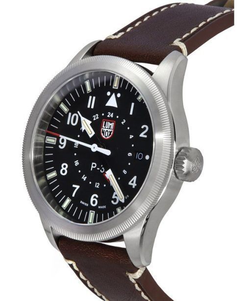 Luminox Air Pilot P-38 Lightning GMT Lederarmband, schwarzes Zifferblatt, Quarz XA.9521 100M Herrenuhr