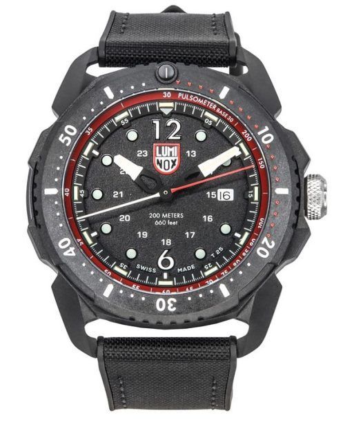 Luminox ICE SAR Artic Kautschukarmband, schwarzes Zifferblatt, Quarz-Taucheruhr XL.1051 200M, Herrenuhr