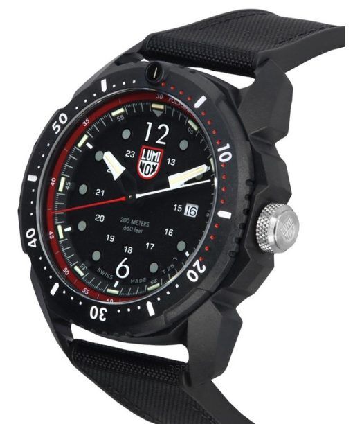 Luminox ICE SAR Artic Kautschukarmband, schwarzes Zifferblatt, Quarz-Taucheruhr XL.1051 200M, Herrenuhr