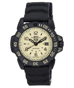 Luminox Navy SEAL Foundation Kautschukarmband, beiges Zifferblatt, Schweizer Quarzwerk, Militärtaucheruhr XS.3251.CBNSF.SET 200M