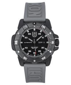 Luminox Master Carbon SEAL, graues Kautschukarmband, schwarzes Zifferblatt, Schweizer Automatik-Taucheruhr XS.3862 200M, Herrenu