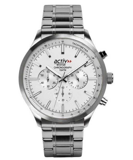 Westar Activ Chronograph Edelstahl Silber Zifferblatt Quarz 90244STN107 100M Herrenuhr