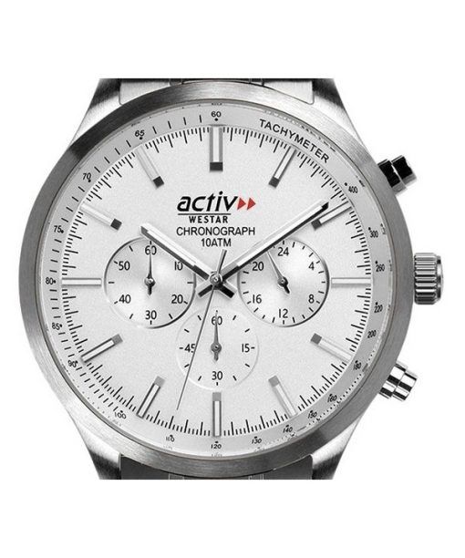 Westar Activ Chronograph Edelstahl Silber Zifferblatt Quarz 90244STN107 100M Herrenuhr