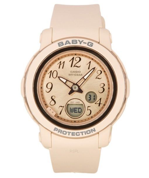 Casio Baby-G Analog-Digital-Harzarmband, Roségold-Zifferblatt, Quarz BGA-290SA-4A 100M Damenuhr