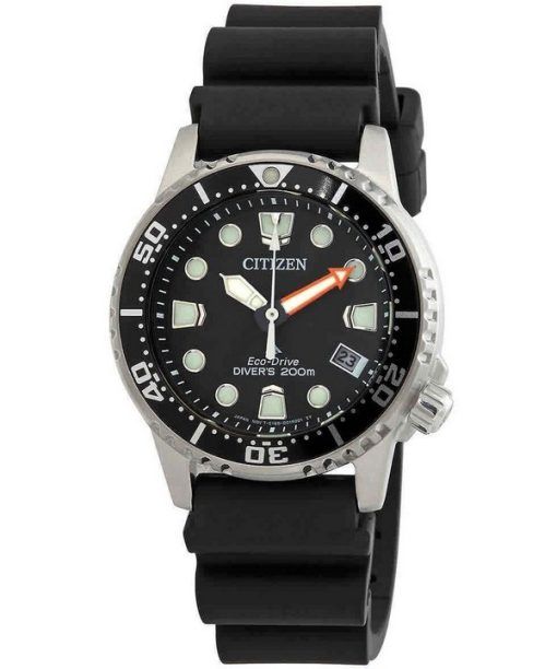 Citizen Promaster Dive Eco-Drive Polycarbonat-Armband, schwarzes Zifferblatt, Taucheruhr EO2020-08E 200M, Herrenuhr