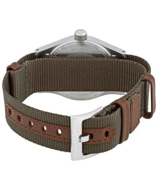 Hamilton Khaki Field Green Nylonarmband mit schwarzem Zifferblatt, mechanisch, H69439931, Herrenuhr