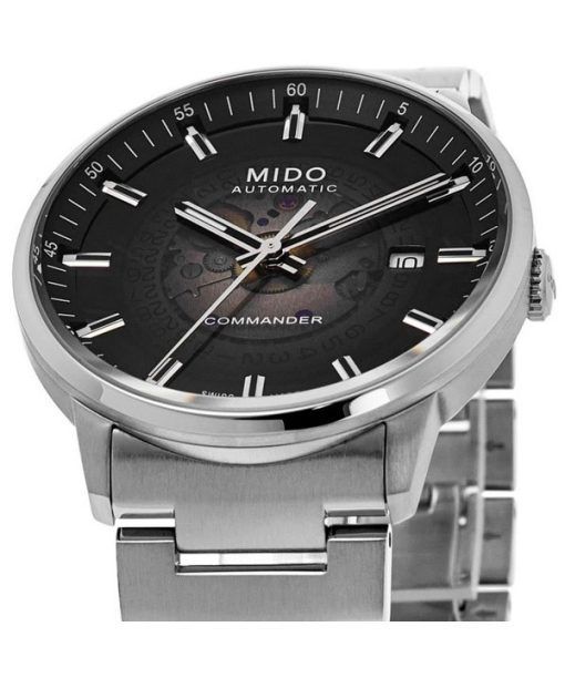 Mido Commander Gradient Edelstahl schwarzes Skelettzifferblatt Automatik M021.407.11.411.00 Herrenuhr