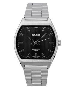 Casio Standard Analog Edelstahl schwarzes Zifferblatt Quarz MTP-B140D-1A Herrenuhr