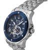 Bulova Marine Star Edelstahl Open Heart blaues Zifferblatt Automatik 21 Juwelen 98A302 200M Herrenuhr