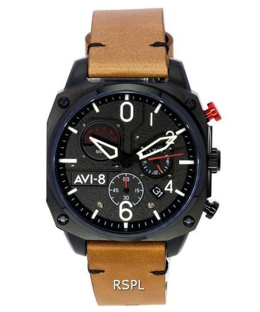 AVI-8 Hawker Hunter Charcoal Ember Brown Retrograde Chronograph Quarz AV-4052-02 Herrenuhr