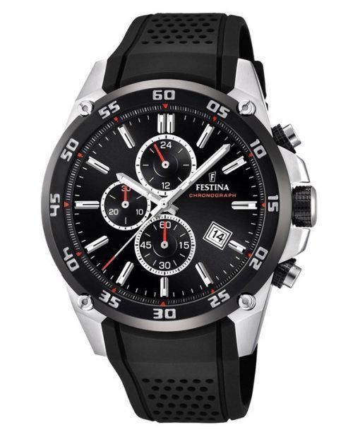 Festina The Originals Chronograph, Kautschukarmband, schwarzes Zifferblatt, Quarz F20330-5 100M Herrenuhr