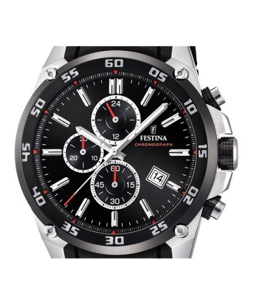 Festina The Originals Chronograph, Kautschukarmband, schwarzes Zifferblatt, Quarz F20330-5 100M Herrenuhr