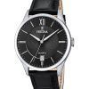 Festina Classics Lederarmband, schwarzes Zifferblatt, Quarz F20426-3 Herrenuhr