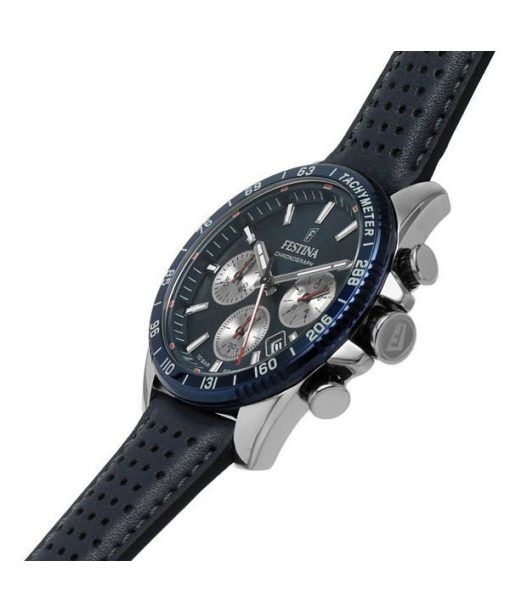 Festina Timeless Chronograph Lederarmband, blaues Zifferblatt, Quarz F20561-2 100M Herrenuhr