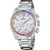 Festina Rainbow Chronograph, Edelstahl, Kristallakzente, silbernes Zifferblatt, Quarz, F20606-2, 100 m, Damenuhr