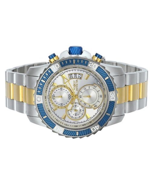 Invicta Pro Diver Chronograph, zweifarbiger Edelstahl, silbernes Zifferblatt, Quarz 23994, 100 m, Herrenuhr