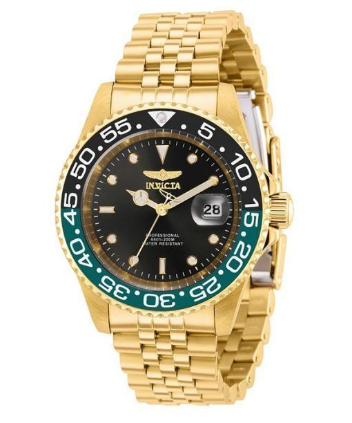 Invicta Pro Diver goldfarbener Edelstahl, Quarz-Taucheruhr mit schwarzem Zifferblatt, 36043, 200 m, Herrenuhr