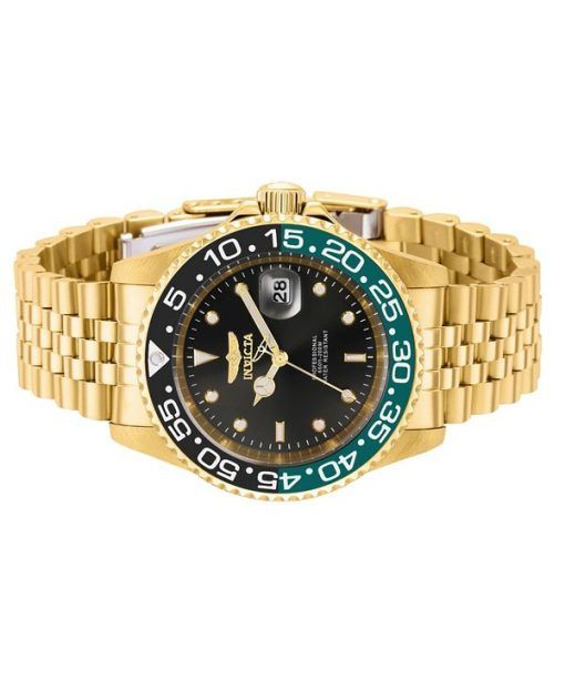 Invicta Pro Diver goldfarbener Edelstahl, Quarz-Taucheruhr mit schwarzem Zifferblatt, 36043, 200 m, Herrenuhr