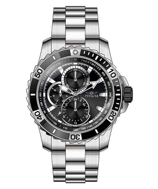 Invicta Pro Diver Scuba GMT Edelstahl schwarzes Zifferblatt Quarz 45745 100M Herrenuhr